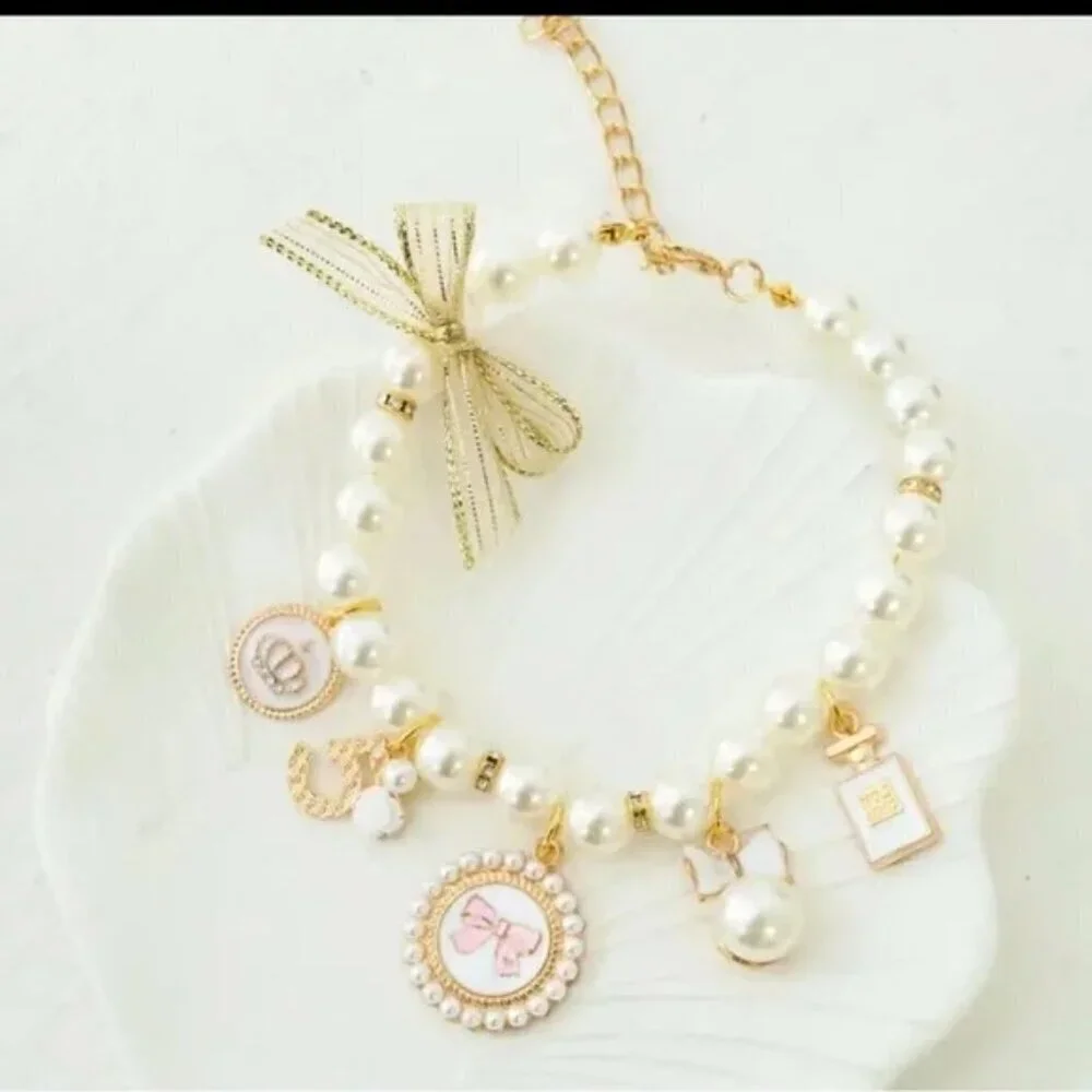 Rhinestone Pearl Necklace for Dog & Cat